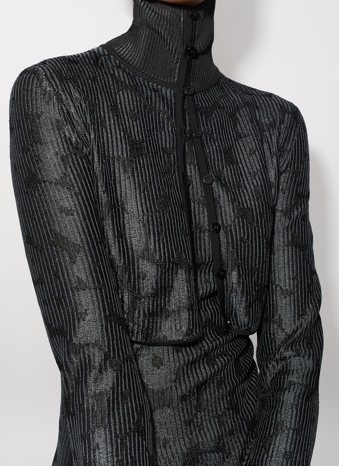 Jacquard crinoline cardigan  ALAÏA BLACK JACQUARD CRINOLINE CARDIGAN